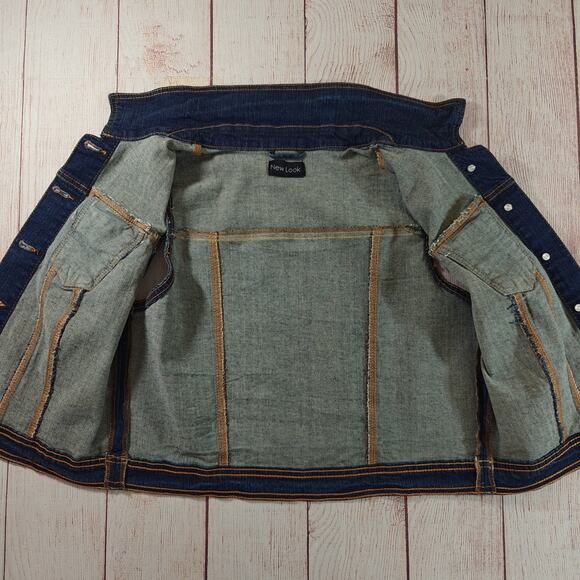 New Look dark blue denim crop vest - Picture 7 of 9
